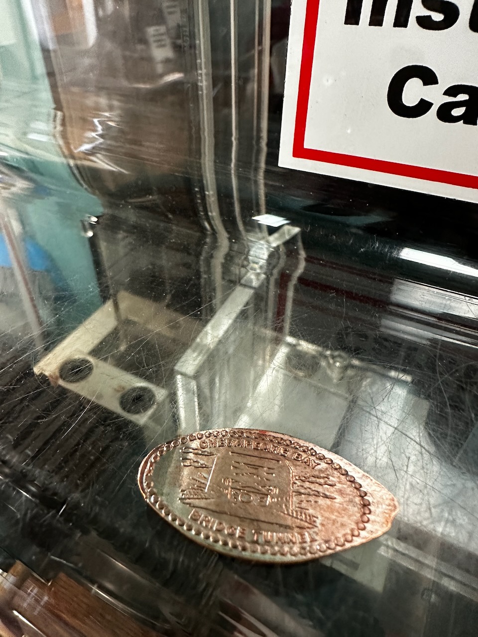 Commemorative penny of Chesapeake Bay Bridge-Tunnel.