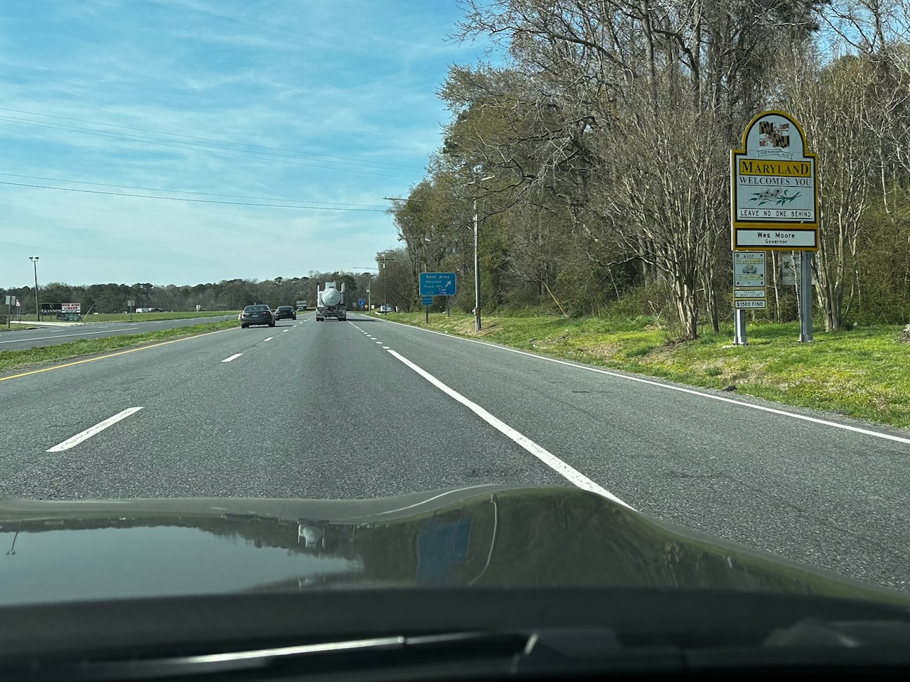 Welcome to Maryland sign along  highway.