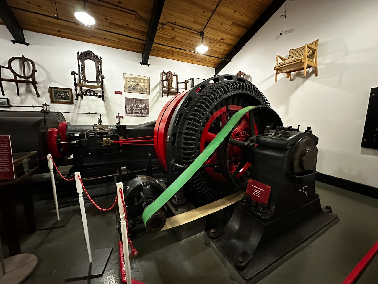 Steam engine on display in museum.